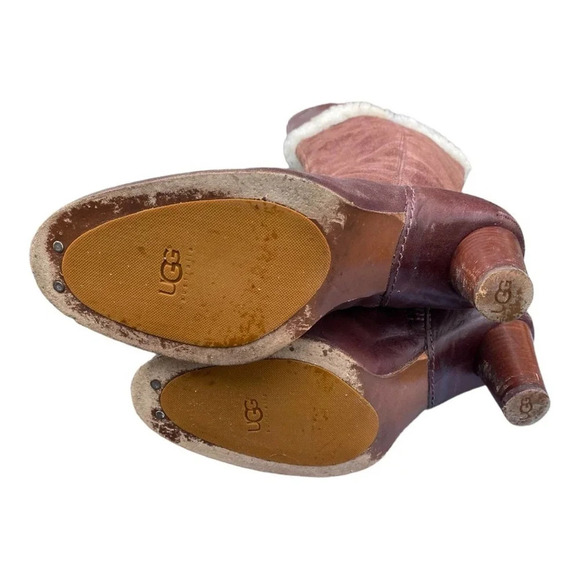 UGG suede and leather brown heeled boot size 9 - Picture 5 of 8